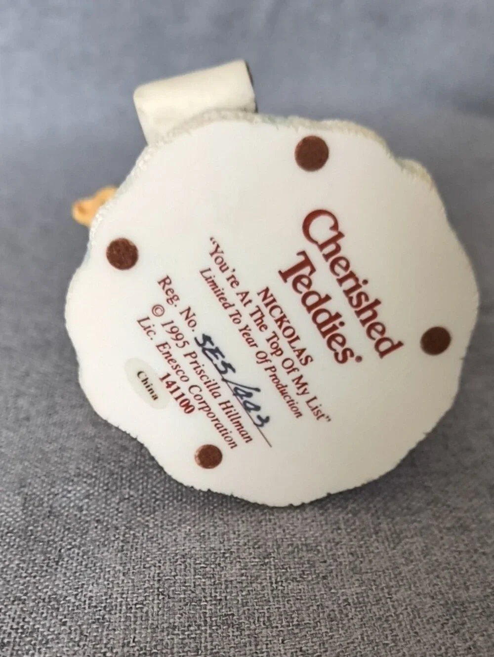Cherished Teddies Santa Bear in Red and White Holiday Outfit